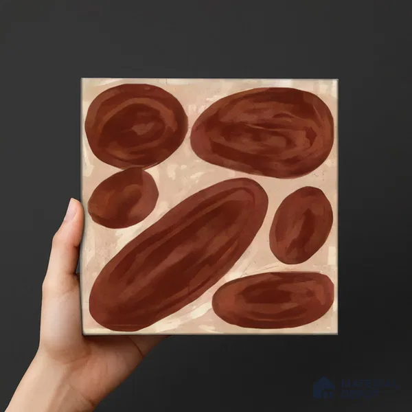 Subway Wall Tile TL 04972 C Canto Piedra Pebble Maroon 8 x 8 inch Ceramic Matte Finish - 10 mm | Suitable for Highlighter Walls, Foyer, Bathroom, Kitchen Wall & Backsplashes (Sample)