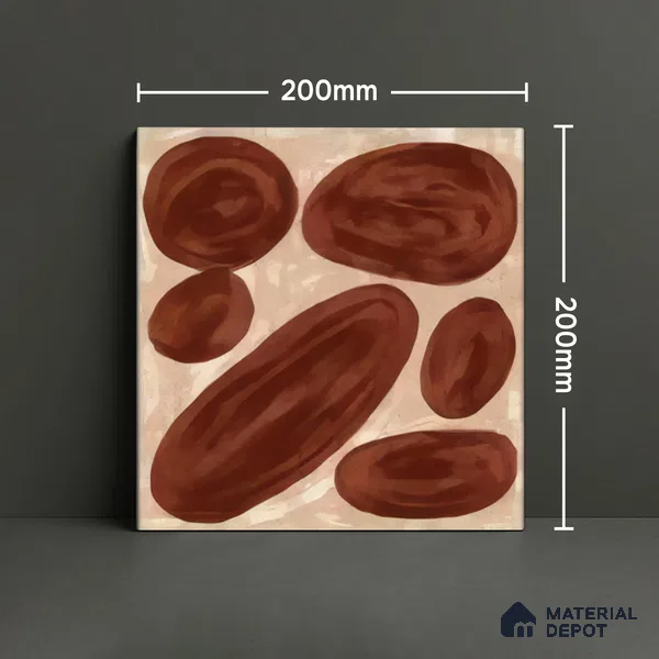 Subway Wall Tile TL 04972 C Canto Piedra Pebble Maroon 8 x 8 inch Ceramic Matte Finish - 10 mm | Suitable for Highlighter Walls, Foyer, Bathroom, Kitchen Wall & Backsplashes (Sample)