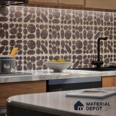 Subway Wall Tile TL 04972 E Canto Piedra Pebble Grigio 8 x 8 inch Ceramic Matte Finish - 10 mm | Suitable for Highlighter Walls, Foyer, Bathroom, Kitchen Wall & Backsplashes (Sample)