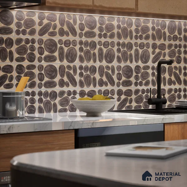 Subway Wall Tile TL 04972 E Canto Piedra Pebble Grigio 8 x 8 inch Ceramic Matte Finish - 10 mm | Suitable for Highlighter Walls, Foyer, Bathroom, Kitchen Wall & Backsplashes (Sample)