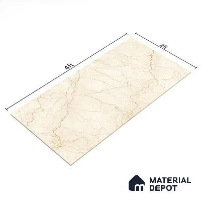 Marble Floor & Wall Tile TL 02209 Unction Cream 4 ft x 2 ft Glossy Finish Vitrified Tile - 9 mm (Random 5)