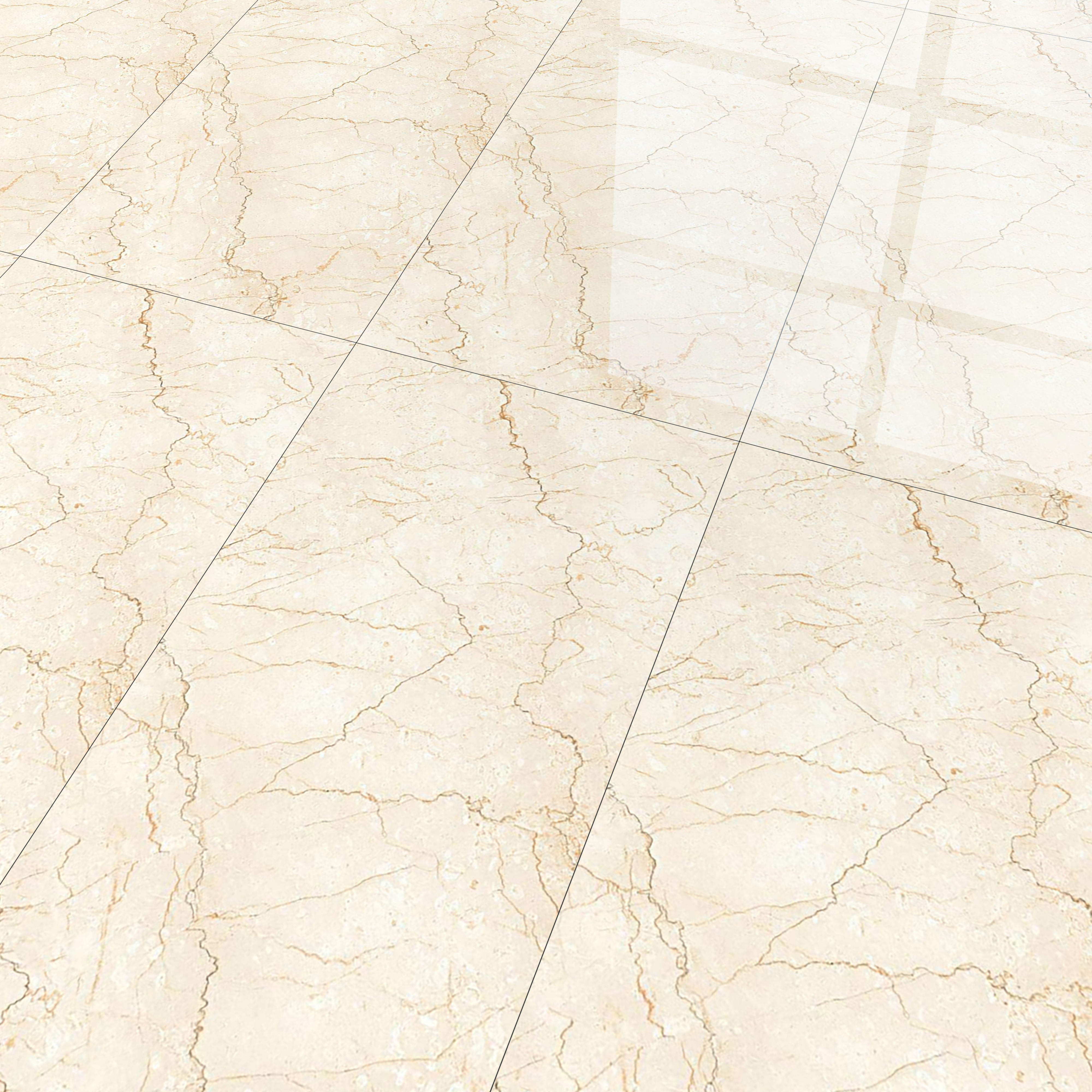 Marble Floor & Wall Tile TL 02209 Unction Cream 4 ft x 2 ft Glossy Finish Vitrified Tile - 9 mm (Random 5)