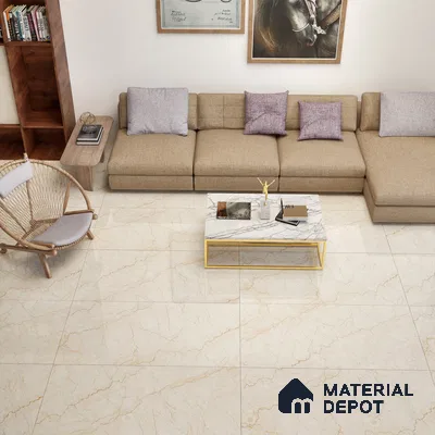 Marble Floor & Wall Tile TL 02209 Unction Cream 4 ft x 2 ft Glossy Finish Vitrified Tile - 9 mm (Random 5)