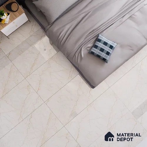 Marble Floor & Wall Tile TL 02209 Unction Cream 4 ft x 2 ft Glossy Finish Vitrified Tile - 9 mm (Random 5)