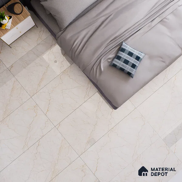 Marble Floor & Wall Tile TL 02209 Unction Cream 4 ft x 2 ft Glossy Finish Vitrified Tile - 9 mm (Random 5)