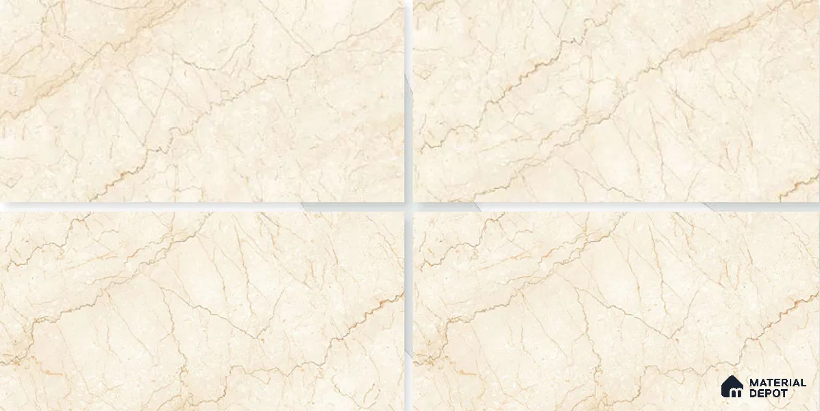 Marble Floor & Wall Tile TL 02209 Unction Cream 4 ft x 2 ft Glossy Finish Vitrified Tile - 9 mm (Random 5)