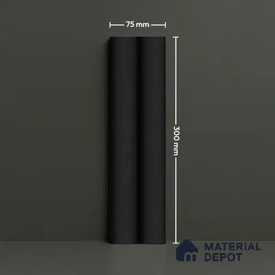 Subway Fluted Wall Tile TL 04961 D Piedra Black Knight 12 x 3 inch Ceramic Matte Finish - 6.5 mm | Suitable for Highlighter Walls, Foyer, Bathroom, Kitchen Wall & Backsplashes (Sample)