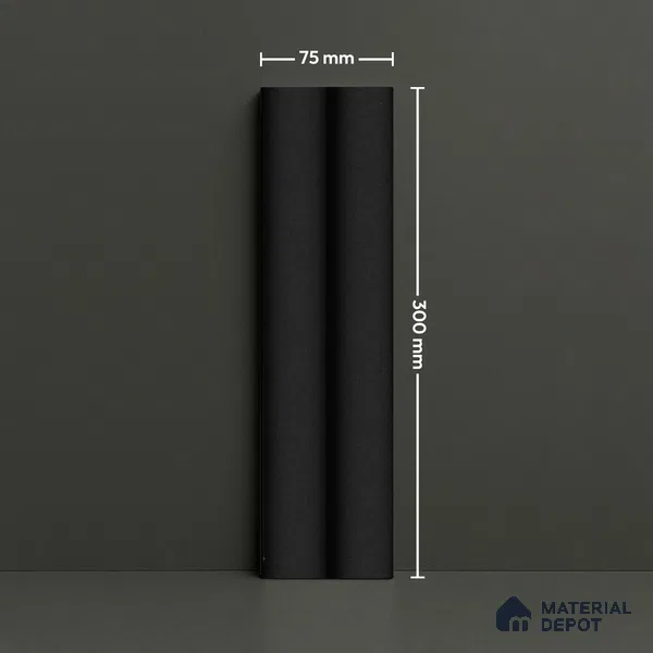Subway Fluted Wall Tile TL 04961 D Piedra Black Knight 12 x 3 inch Ceramic Matte Finish - 6.5 mm | Suitable for Highlighter Walls, Foyer, Bathroom, Kitchen Wall & Backsplashes (Sample)
