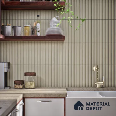 Subway Fluted Wall Tile TL 04961 E Piedra Seam Silver 12 x 3 inch Ceramic Matte Finish - 6.5 mm | Suitable for Highlighter Walls, Foyer, Bathroom, Kitchen Wall & Backsplashes