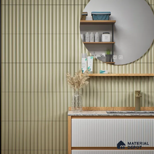 Subway Fluted Wall Tile TL 04961 E Piedra Seam Silver 12 x 3 inch Ceramic Matte Finish - 6.5 mm | Suitable for Highlighter Walls, Foyer, Bathroom, Kitchen Wall & Backsplashes