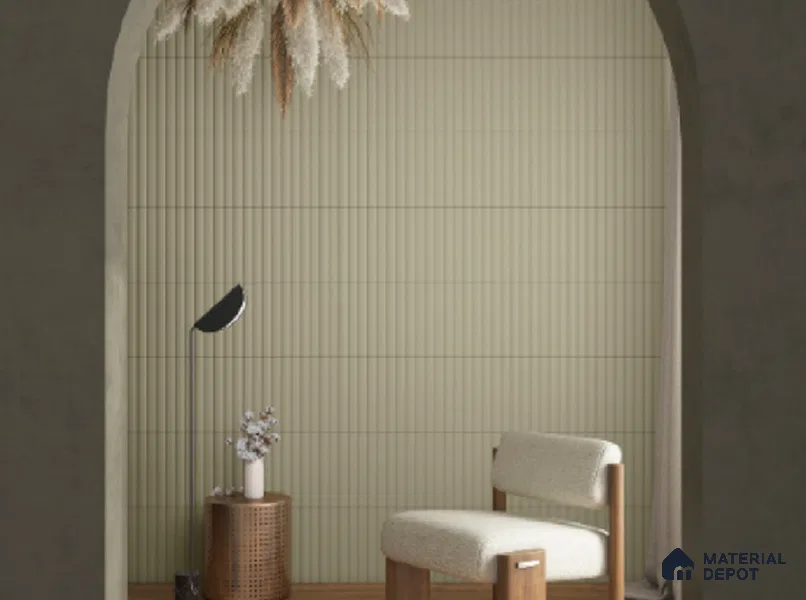 Subway Fluted Wall Tile TL 04961 E Piedra Seam Silver 12 x 3 inch Ceramic Matte Finish - 6.5 mm | Suitable for Highlighter Walls, Foyer, Bathroom, Kitchen Wall & Backsplashes
