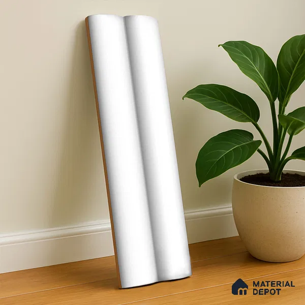 Subway Fluted Wall Tile TL 04961 G Piedra Glacier White 12 x 3 inch Ceramic Matte Finish - 6.5 mm | Suitable for Highlighter Walls, Foyer, Bathroom, Kitchen Wall & Backsplashes