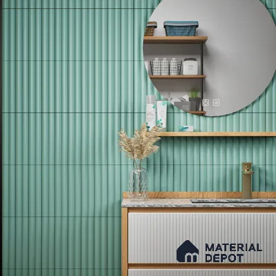 Subway Fluted Wall Tile TL 04961 Piedra Blue Bliss 12 x 3 inch Ceramic Matte Finish - 6.5 mm | Suitable for Highlighter Walls, Foyer, Bathroom, Kitchen Wall & Backsplashes (Sample)