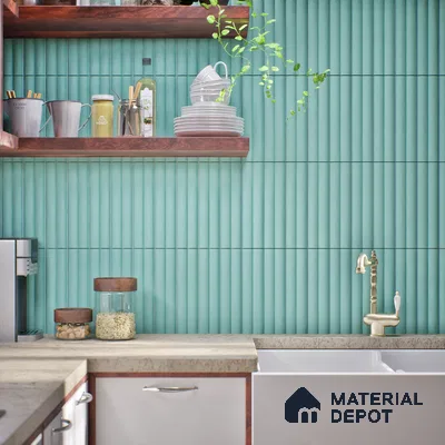 Subway Fluted Wall Tile TL 04961 Piedra Blue Bliss 12 x 3 inch Ceramic Matte Finish - 6.5 mm | Suitable for Highlighter Walls, Foyer, Bathroom, Kitchen Wall & Backsplashes (Sample)