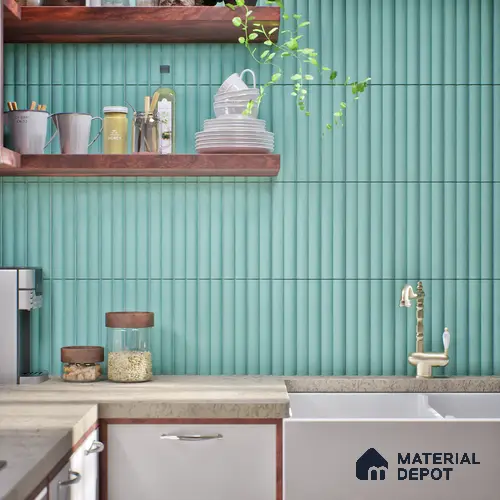 Subway Fluted Wall Tile TL 04961 Piedra Blue Bliss 12 x 3 inch Ceramic Matte Finish - 6.5 mm | Suitable for Highlighter Walls, Foyer, Bathroom, Kitchen Wall & Backsplashes