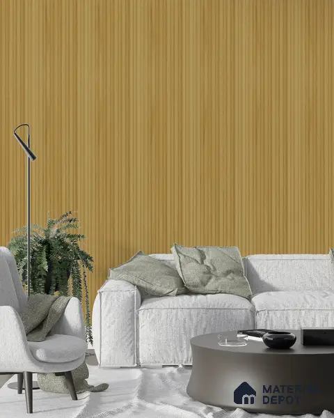 Golden Yellow Wooden Louver PN 02737 9.35 ft x 4.9 inch Charcoal Panel - 4.5 mm | Suitable for Feature Wall, TV Unit & Living Room | Width is Subjected to 5% Variation