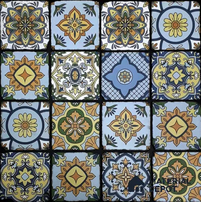 Handmade Third Fired Tumbled Tile TL 12995 Cobalt Azulejo 97x97 mm Glazed Matte Finish Vitrified Mutipurpose Wall & Floor Spanish Series Tile - 9 mm