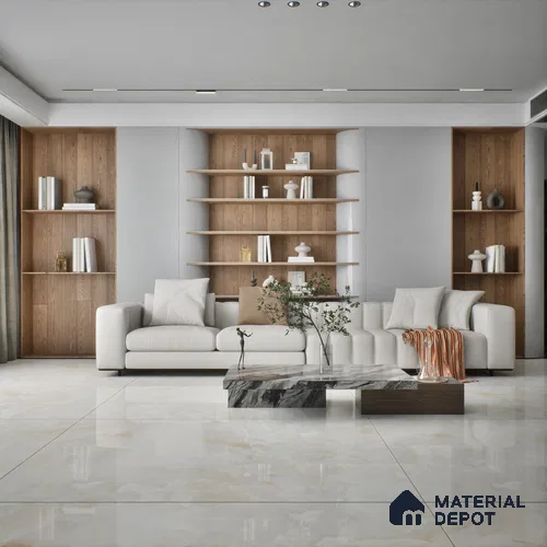 TL 00352 Vanilla Beige 6 ft x 4 ft Glossy Finish Endless Vitrified Wall & Floor Tile - 9 mm | Adhesive and Spacers Must be Used During Installation