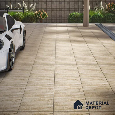 Parking Floor Tile TL 07573 Vanilla Haze | 16 x 16 inch | Anti Slip Matte Finish Heavy Duty Vitrified Tile - 12 mm | Suitable For High Traffic Areas, Terrace, Balcony | Pattern Alignment May Vary | 2-3 mm Spacer is Mandatory