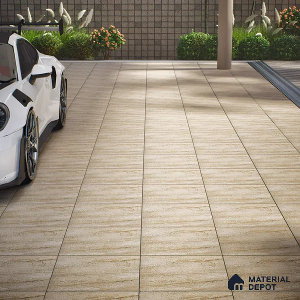 Parking Floor Tile TL 07573 Vanilla Haze | 16 x 16 inch | Anti Slip Matte Finish Heavy Duty Vitrified Tile - 12 mm | Suitable For High Traffic Areas, Terrace, Balcony | Pattern Alignment May Vary | 2-3 mm Spacer is Mandatory