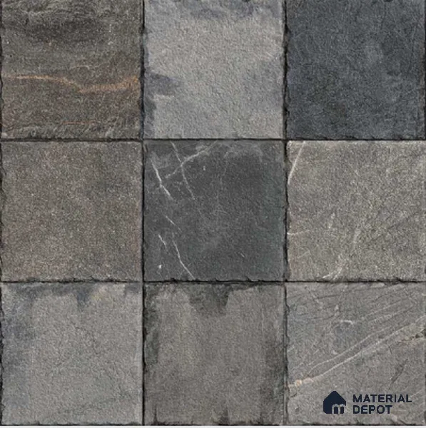 TL 06313 Vanta Black 16 x 16 inch Heavy Duty Glazed Vitirified Floor Tile - 12 mm | Pattern Alignment May Vary | 2-3 mm Spacer is Mandatory