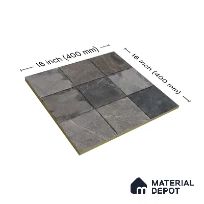 TL 06313 Vanta Black 16 x 16 inch Heavy Duty Glazed Vitirified Floor Tile - 12 mm | Pattern Alignment May Vary | 2-3 mm Spacer is Mandatory
