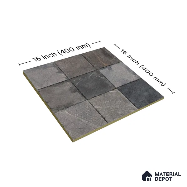 TL 06313 Vanta Black 16 x 16 inch Heavy Duty Glazed Vitirified Floor Tile - 12 mm | Pattern Alignment May Vary | 2-3 mm Spacer is Mandatory