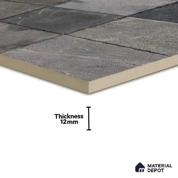 TL 06313 Vanta Black 16 x 16 inch Heavy Duty Glazed Vitirified Floor Tile - 12 mm | Pattern Alignment May Vary | 2-3 mm Spacer is Mandatory