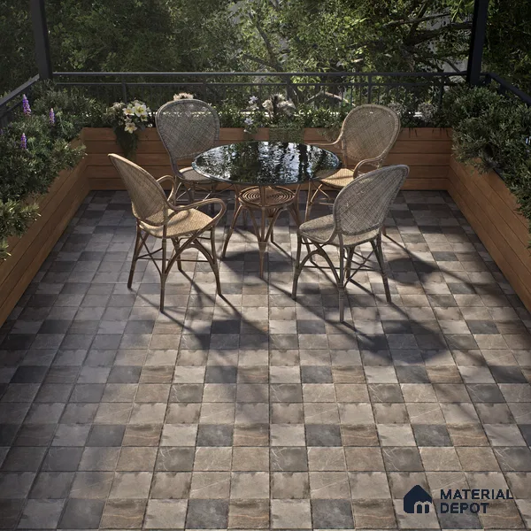 TL 06313 Vanta Black 16 x 16 inch Heavy Duty Glazed Vitirified Floor Tile - 12 mm | Pattern Alignment May Vary | 2-3 mm Spacer is Mandatory