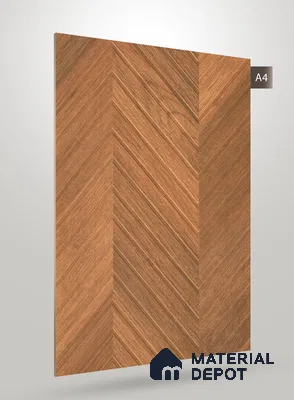 Brown Patterned Wood Look VC 1748 Veritas Chevron 8 ft x 4 ft Texture Finish Decorative Laminate - 1.25 mm | Suitable for TV Unit, Wardrobe, Kitchen Cabinets