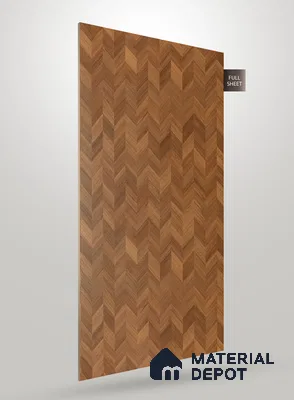 Brown Patterned Wood Look VC 1748 Veritas Chevron 8 ft x 4 ft Texture Finish Decorative Laminate - 1.25 mm | Suitable for TV Unit, Wardrobe, Kitchen Cabinets