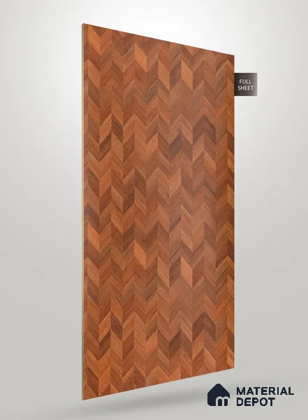 Brown Patterned Wood Look VC 1749 Veritas Chevron 8 ft x 4 ft Texture Finish Decorative Laminate - 1.25 mm | Suitable for TV Unit, Wardrobe, Kitchen Cabinets