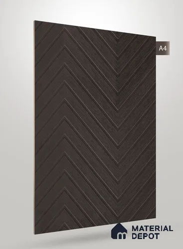 Grey Patterned Wood Look VC 1750 Veritas Chevron 8 ft x 4 ft Texture Finish Decorative Laminate - 1.25 mm | Suitable for TV Unit, Wardrobe, Kitchen Cabinets