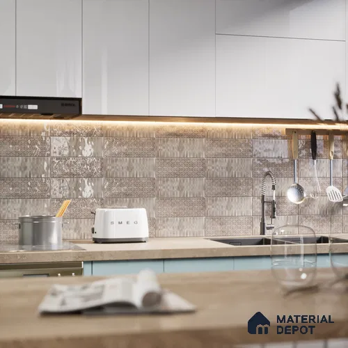 Subway Wall Tile TL 04969 B Colores Decor Carribbean Chestnut 12 x 4 inch Ceramic Glossy Finish - 7.5 mm | Suitable for Highlighter Walls, Foyer, Bathroom, Kitchen Wall & Backsplashes
