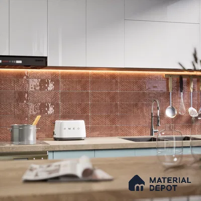 Subway Wall Tile TL 04969 D Colores Decor Atlas Bronze 12 x 4 inch Ceramic Glossy Finish - 7.5 mm | Suitable for Highlighter Walls, Foyer, Bathroom, Kitchen Wall & Backsplashes (Sample)