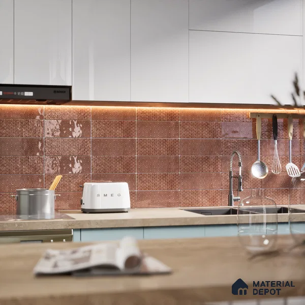 Subway Wall Tile TL 04969 D Colores Decor Atlas Bronze 12 x 4 inch Ceramic Glossy Finish - 7.5 mm | Suitable for Highlighter Walls, Foyer, Bathroom, Kitchen Wall & Backsplashes (Sample)