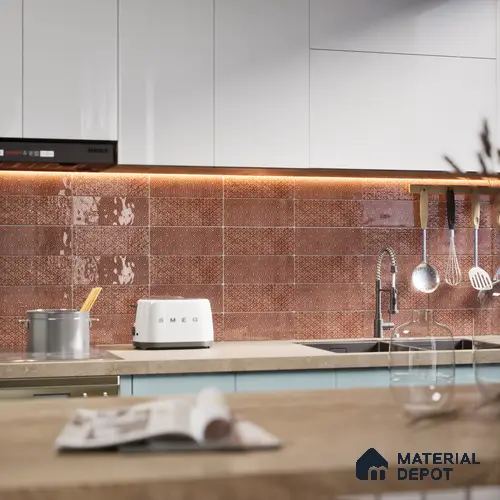 Subway Wall Tile TL 04969 D Colores Decor Atlas Bronze 12 x 4 inch Ceramic Glossy Finish - 7.5 mm | Suitable for Highlighter Walls, Foyer, Bathroom, Kitchen Wall & Backsplashes