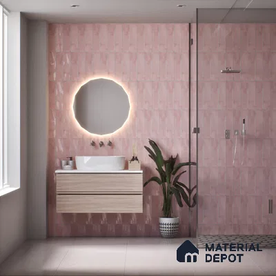 Subway Wall Tile TL 04969 E Colores Decor Greta Pink Base 12 x 4 inch Ceramic Glossy Finish - 7.5 mm | Suitable for Highlighter Walls, Foyer, Bathroom, Kitchen Wall & Backsplashes