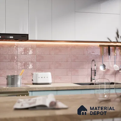 Subway Wall Tile TL 04969 E Colores Decor Greta Pink Base 12 x 4 inch Ceramic Glossy Finish - 7.5 mm | Suitable for Highlighter Walls, Foyer, Bathroom, Kitchen Wall & Backsplashes