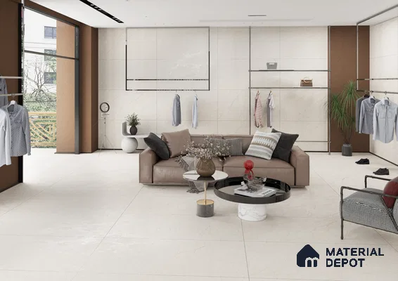 Stylish Retail Lounge with Marble Accents | Material Depot
