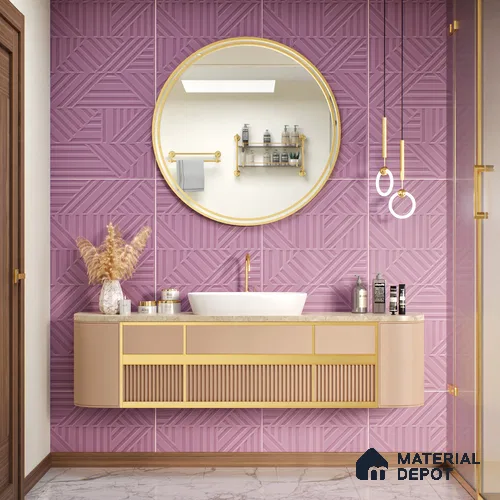 TL 00694 E Violet Visions Series Pattern 4 Purple Matte Finish 4 ft x 2 ft Full Body Vitrified Tile - 9 mm