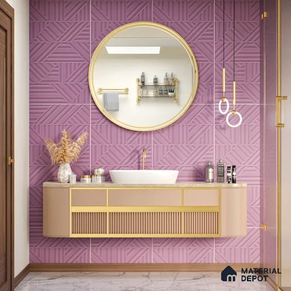 TL 00694 E Violet Visions Series Pattern 4 Purple Matte Finish 4 ft x 2 ft Full Body Vitrified Tile - 9 mm (Sample)