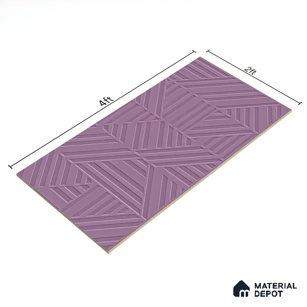TL 00694 I Violet Visions Series Pattern 8 Purple Chrome Finish 4 ft x 2 ft Full Body Vitrified Tile - 9 mm (Sample)