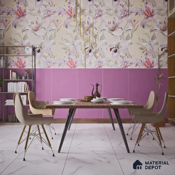 TL 00694 A Violet Visions Series Plain Purple Matte Finish 4 ft x 2 ft Full Body Vitrified Tile - 9 mm