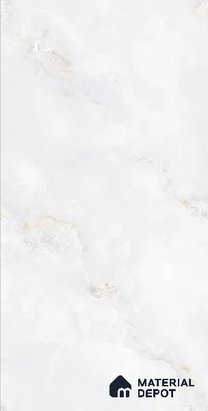 Budget Friendly Marble Floor & Wall Tile Value For Money TL 05582 White Onyx Viser 4 ft x 2 ft - Vitrified Glossy Finish -9 mm | Suitable for Living Room,Bedroom & Bathroom