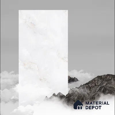Budget Friendly Marble Floor & Wall Tile Value For Money TL 05582 White Onyx Viser 4 ft x 2 ft - Vitrified Glossy Finish -9 mm | Suitable for Living Room,Bedroom & Bathroom