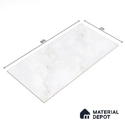 Budget Friendly Marble Floor & Wall Tile Value For Money TL 05582 White Onyx Viser 4 ft x 2 ft - Vitrified Glossy Finish -9 mm | Suitable for Living Room,Bedroom & Bathroom