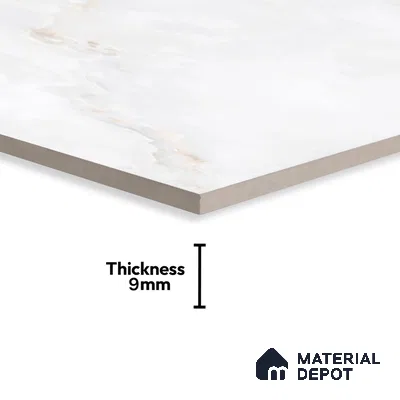 Budget Friendly Marble Floor & Wall Tile Value For Money TL 05582 White Onyx Viser 4 ft x 2 ft - Vitrified Glossy Finish -9 mm | Suitable for Living Room,Bedroom & Bathroom