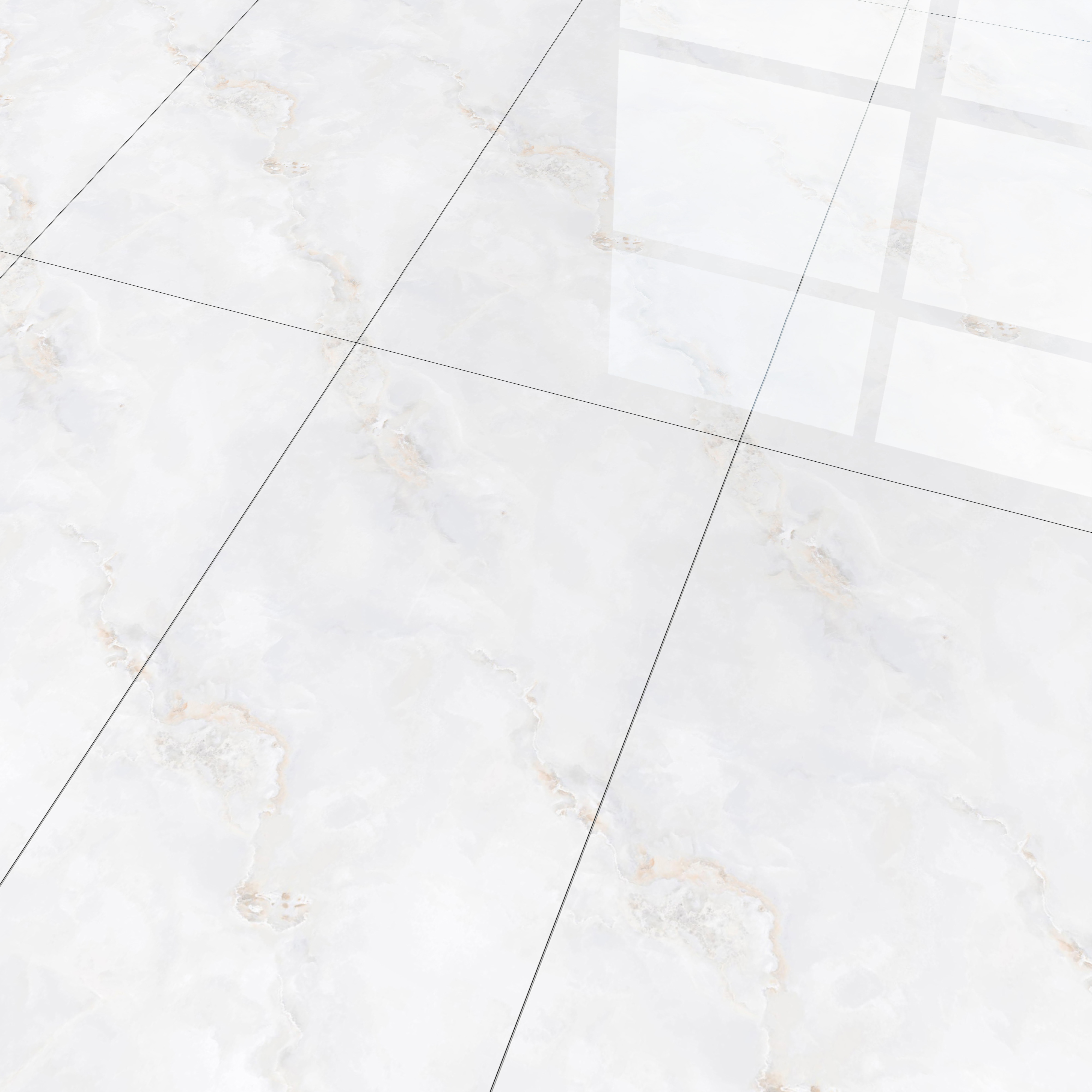Budget Friendly Marble Floor & Wall Tile Value For Money TL 05582 White Onyx Viser 4 ft x 2 ft - Vitrified Glossy Finish -9 mm | Suitable for Living Room,Bedroom & Bathroom