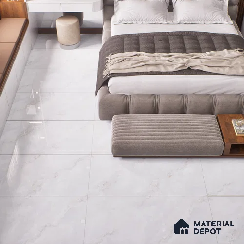 Budget Friendly Marble Floor & Wall Tile Value For Money TL 05582 White Onyx Viser 4 ft x 2 ft - Vitrified Glossy Finish -9 mm | Suitable for Living Room,Bedroom & Bathroom